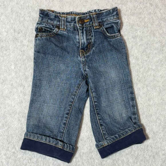 Janie & Jack Infant Jeans 6-12 M Denim Roll Up Hem - Picture 1 of 6